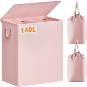 140L Laundry Hamper 2 Section, Double Laundry Basket with Lid, Large Dirty Clothes Hamper with Removable Liner Bags - 1 of 4