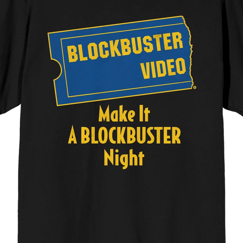 Make It A Blockbuster Night Retro Mens Black Short Sleeve Graphic Tee, 2 of 3