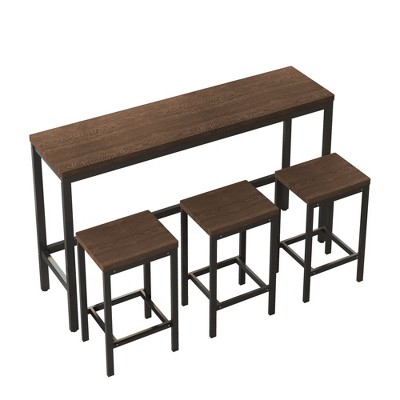 Anybear Modern Design Kitchen Dining Sets, Long Dining Table with 3 Stools, Easy Assembly