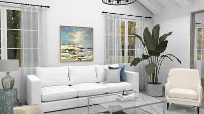 Blue and Gold Abstract Landscape Canvas Wall Art