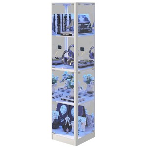 Fredees Display Cabinet with Glass Doors, 68" Corner Curio Cabinet with LED Lights, 4-Tier Glass Display Case for Collectibles, Toys & Books - 1 of 4