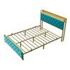King Size Bed Frame with Charging Station, Upholstered Headboard and Footboard, Platform Bed Frame King with Storage Headboard,Metal Slat Support - 3 of 4
