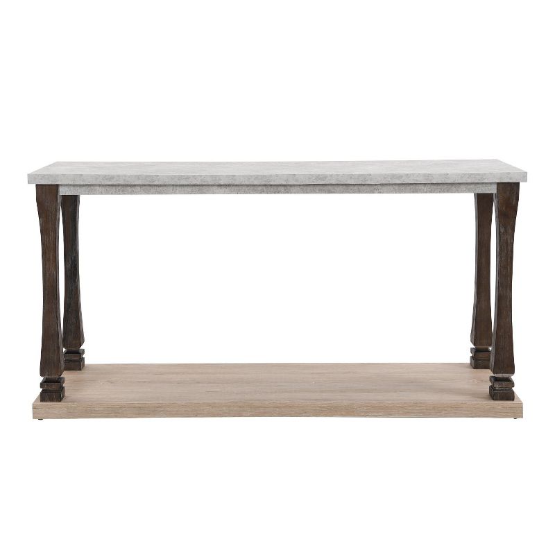 60 inch L Wooden Rectangle Console Table, Mid-Century sofa Table with 2-Tier Storage Shelf - The Pop Home, 3 of 9