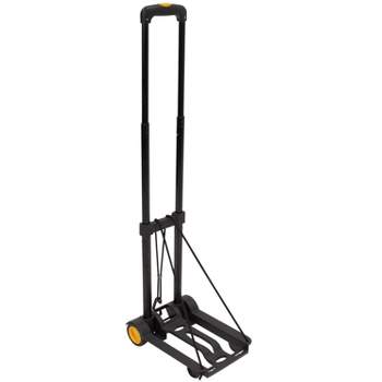 Mount-It! Folding Luggage Cart and Dolly | 77 Lbs. Capacity | Portable Lightweight Luggage Trolley Cart with Telescoping Handle and 4 Rubber Wheels