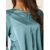 cheibear Womens Satin Sleepwear Lounge with Pants Nightwear 3/4 Sleeves Pajama Set - 4 of 4