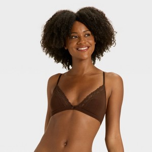 Women's Modal Blend Unlined Triangle Bralette with Lace - Auden™ - 1 of 4