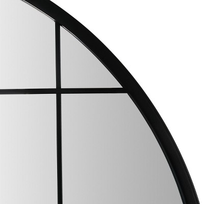 Simmie 36" Round Black Grid Overlay Decorative Mirror