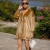 Amaryllis Women's Velvet Button-Down Cardigan with V-Neckline and Puff Sleeves for a Luxe Layering Piece - 4 of 4