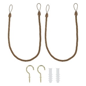Unique Bargains Braided Decorative with Screw Hooks & Bolts Curtain Holdback Cord 2 Pcs - 1 of 4