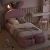 NicBex Twin/Full Size Upholstered Platform Bed with Cartoon Ears Shaped Headboard and  2 Storage Stools for Kids Teens Adults - 2 of 4