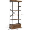 5 Tier Vintage Bookshelf Industry Display Storage Shelf，81.3" Bookshelf with Storage Drawer, Tall Bookcase w/Metal Frame, for Office Living Room - 2 of 4