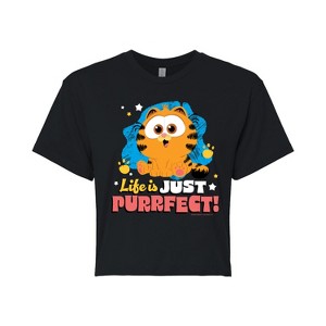 Women's - Garfield - Life Is Just Purrfect Cropped Graphic T-Shirt - 1 of 4