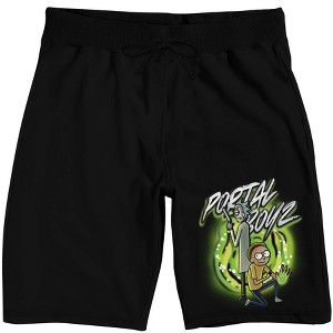 Rick & Morty Portal Boys Men's Black Graphic Sleep Shorts - 1 of 4