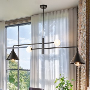 LLHZSY Modern Chandelier Linear Pendant Lights-Black-50" Wide 4-Light Fixture for Dining Room Kitchen Island Living Room - 1 of 4
