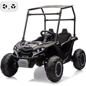 24V Kids Ride On UTV, 2 Seater 4WD Electric Truck with Sun Shade, Remote Control, Led Lights, 4 Shock Absorbers,3 Speeds,Horn for Gift - 1 of 4