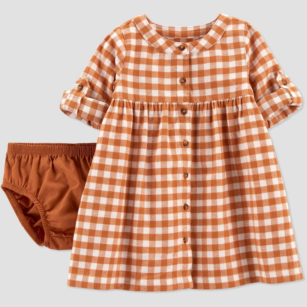 Baby Girls' Gingham Dress - Just One You made by carter's Rust Red Newborn