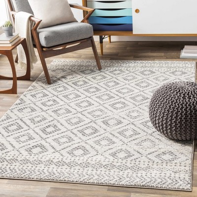 Hauteloom Webb White Charcoal Trellis Area Rug