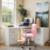 LACOO Faux Leather Office Desk Stool Swivel Chair with Armrest - 4 of 4
