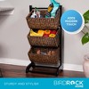 BIRDROCK HOME 3-Tier Abaca Organizer Shelf - Handwoven Baskets with Solid Wood Frame for Living Room, Bedroom & Kitchen - Brown Wash, Espresso - 4 of 4