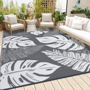 Outdoor Modern Large Area Rugs for Camping RV Patio Auto Erasable Lightweight Plastic Straw Rug for Garden Backyard Reversible Portable Picnic Mat - 1 of 4