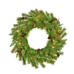 Kurt S. Adler 24“ Pre-Lit Multicolor Incandescent Pinecone Wreath - 1 of 4