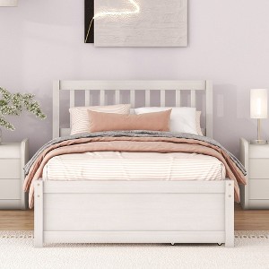 VASIP Modern Washed White Wood Twin Size Platform Bed with Storage Drawers - Space-Saving Bedroom Furniture, Easy Assembly - 1 of 4