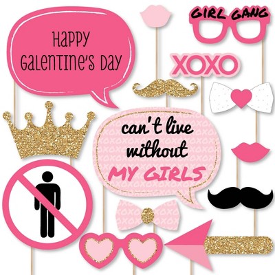 Big Dot of Happiness Be My Galentine - Galentine's and Valentine's Day Party Photo Booth Props Kit - 20 Count