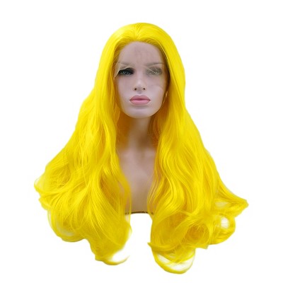 Unique Bargains Women Long Natural Curly Lace Front Wigs with Wig Cap 24" 1PC