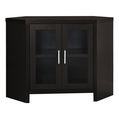 Corner Tv Stand With Glass Doors Cappuccino Everyroom Target