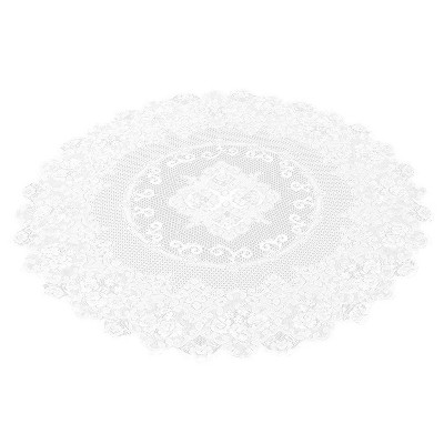 59-Inch Round Decorative Lace Tablecloth with Elegant Floral Patterns for Birthday Parties, Weddings, Dining Room Tables, White