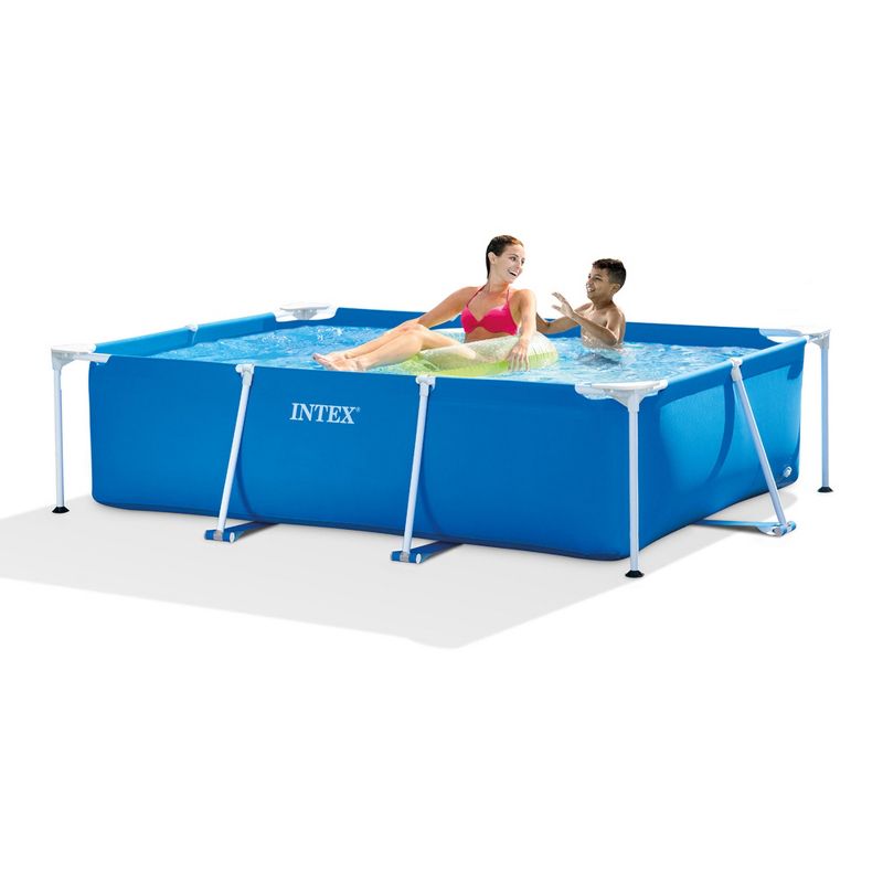 Intex Rectangular Frame Above Ground Outdoor Home Backyard Splash Swimming Pool with Flow Control Valve for Draining, 2 of 7
