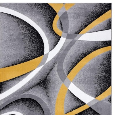 Yellow and Gray Abstract Geometric 2' x 3' Area Rug