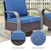 POCASSY 4 Piece Patio Furniture Set with Swivel Chairs and Ottomans, Metal Armrest Swivel Outdoor Chair Set Brown Wicker Swivel Patio Chairs for Porch - 3 of 4