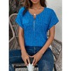 Women's Relaxed Fit Short Sleeve Top - Zip Front Soft Drape Shirt  Casual Pullover for Daily Wear - 2 of 4