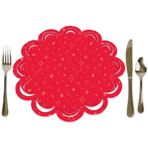 Big Dot of Happiness Red Confetti Stars - Simple Party Round Table Decorations - Paper Chargers - Place Setting For 12 - image 1 of 4