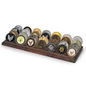 Americanflat 12x4 Challenge Coin Display with 4 Rows in Walnut - Military Coin Display Stand in Solid Engineered Wood - 1 of 4