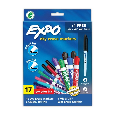 Expo 16pk Dry Erase Markers Chisel and Fine Tip with BONUS EXPO Vis-à-Vis Wet Erase Marker BTS 2024 Promo Pack - image 1 of 4