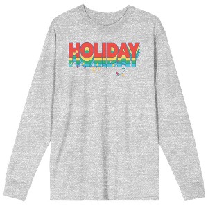 Looney Tunes Wile E. Coyote & Road Runner Holiday Crew Neck Long Sleeve Gray Heather Adult Tee - 1 of 4