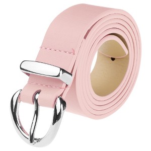 INSPIRE CHIC Women's Faux Leather with Silver Buckle for Jeans Pants Dresses Waist Belts 1.0" Wide - 1 of 4