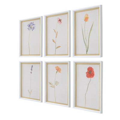 Grace Feyock White Wood Grain Veneer Framed Floral Prints Set