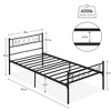 Garvee Twin/Queen Metal Bed Frame w/Headboard and Footboard, Iron-Art Heart Design, No Box Spring Needed, Underbed Storage, Blac - 2 of 4