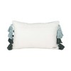 Hand Woven Tasseled Lumbar Pillow Turquoise Cotton With Polyester Fill by Foreside Home & Garden - 4 of 4