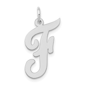 Black Bow Jewelry 14k White Gold, Madison Collection LG Classic Script Initial F Pendant - 1 of 4