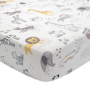 Lambs & Ivy Animal Jungle Soft 100% Cotton Jersey Baby Fitted Crib Sheet - 1 of 4