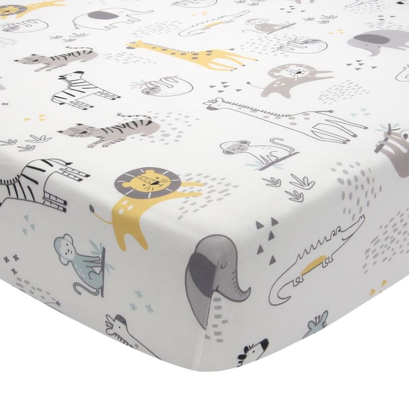 Lambs & Ivy Animal Jungle Soft 100% Cotton Jersey Baby Fitted Crib Sheet, 1 of 7