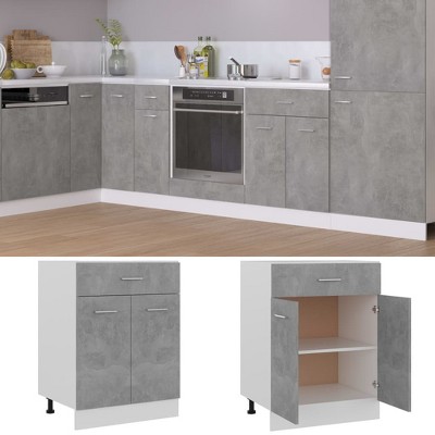 vidaXL Drawer Bottom Cabinet Concrete Gray 23.6 in.x18.1 in.x32.1 in. Engineered Wood