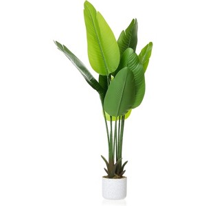 4FT Artificial Tropical Plant in Pot, PEVA Leaf Fake Tree with Realistic Green Foliage for Indoor Outdoor Home Office Decor - 1 of 4