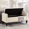 NicBex Modern 48" Storage Bench Velvet Accent Stools with Nailhead Trims and Armrests for Bedroom and Entryway - 3 of 4