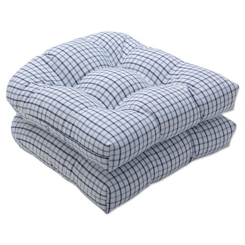 2pc 19" x 19" Outdoor/Indoor Seat Cushion Nash Lapis Blue - Pillow Perfect