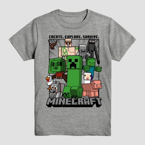 Kilauea Mountain pijpleiding Dertig Kids' Minecraft Short Sleeve Graphic T-shirt - Gray : Target